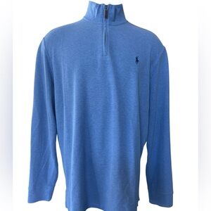 POLO RALPH LAUREN Estate Riv Quarter Zip Pullover Blue Heather Classic Preppy XL